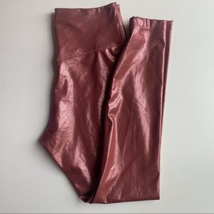 Nike One Icon Tight Fit 7/8 Shine Shimmer Rose Gold Copper Sz: S